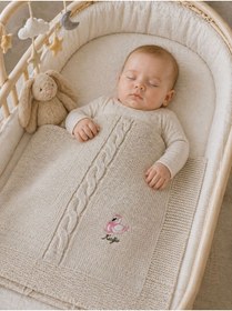 Resim belpa Kuğu Concept Triko Bebek Battaniyesi %100 Pamuklu,Saç Örgü Detaylı,Kız Bebek Erkek Bebek Battaniyesi,Kalın Triko Bebek Battaniyesi 