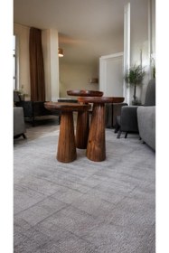 Resim Simillo Home&Living Wood Wooden Ahşap 3’lü Set Fitilli Mantar Yan Sehpa Modern Meşe Renk Fiskos 