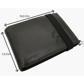 Resim Westpolo Hakiki Deri Kağıt Para Ve Bol Şeffaf Kart Bölmeli Lastikli Unisex Kartlık - Haki Haki 