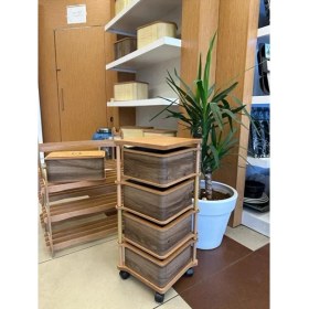 Resim Ahşap Kare Sebzelik 4 Katlı Yana Açılır Kahve Patates Soğan Tekerlekli Sebzelik 