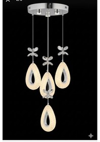 Resim Bohem Aydınlatma Krom Damla Sarkıt 4'lü 3 Renk Led Modern Avize Krom 