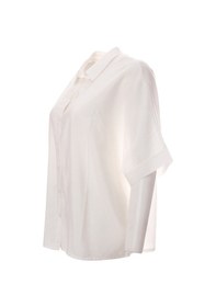 Resim Canel Minimalist Oversize Kısa Kol Gömlek - Gömlek Yaka - Günlük Beyaz 