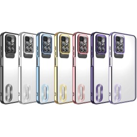 Resim Fibaks Redmi 10 2022 Kılıf Kamera Lens Korumalı Şeffaf Renkli Logo Gösteren Parlak Kapak 