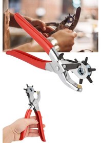 Resim Profesyonel Kolay Kemer Deri Delik Açma Delme Aleti 6 Farklı Delik Açma Delici Pensesi Aparatı 