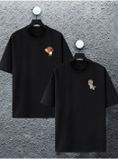 Resim macklin Unisex Kadın Erkek Bebek Tom Ve Jerry Baskılı Sevgili Çift Kombini Tasarım Oversize T-shirt 2'li Set 