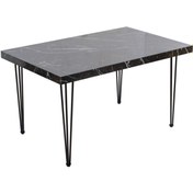 Resim Grande Home Metal Ayaklı Mutfak Masası Tek Mermer Siyah 80 Cm X 120 Cm 