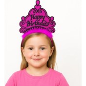 Resim Fuşya Happy Birthday Doğum Günü Prenses Tacı 