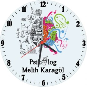 Resim Biresimden Psikolog Hediyesi Isimli Ofis Cam Duvar Saati 