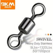 Resim 20/50/100 adet Ağır Hizmet Tipi Paslanmaz Çelik Balıkçılık Fıçı Dönerleri - Tuzlu ve Tatlı Su Balıkçılığı için 9KM Döner Döner, Güçlü Hat Bağlantısı, Noel için En İyisi, Şükran Günü için Mükemmel 