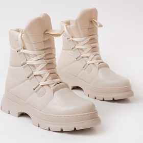 Resim Asm-083 Bej Bağcıklı Su Geçirmez Kadın Kar Botu Bej 