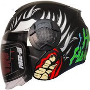Resim MOTOANL Motosiklet Yarım Kask Double Güneş Vizörlü Sertifikalı Abs Material X-Black 