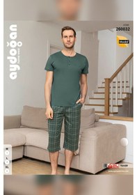 Resim Aydoğan Erkek Civan Modal Bermuda Viridian Pijama Takım 0032 Yeşil 