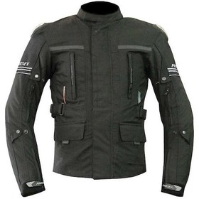 Resim Prosev 7152 Titanyum Uzun Siyah Korumalı Motosiklet Mont 
