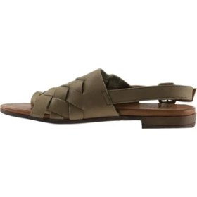 Resim Bueno Shoes Yeşil Deri Kadın Parmak Arası Sandalet 