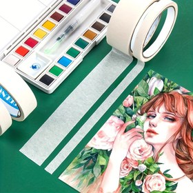 Resim 3 adet Maskeleme Sanatçı Bantı Çıkarılabilir Kağıt Bant (1.5/2.01/3.0cm. x 10.01 metre) Sulu Boya, Çizim ve Boyama için, Sulu Boya Tuval Çerçeveleri, Kağıt Sanatları için Orta Yapışkanlık 