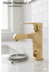 Resim 590-1 Lavabo Bataryası Lüks Ağır Tip Sabit Banyo Lavabo Musluğu Siyah Beyaz Gold Krom Gold 