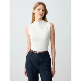 Resim Jimmy Key Yarım Balıkçı Yaka Kolsuz Uzun Örme Kadın Atlet 5SW014277 (5SW014277) 