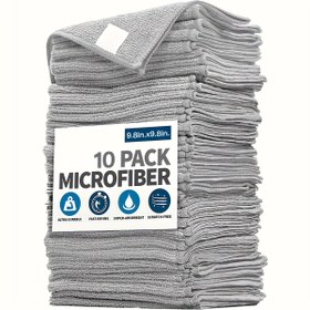 Resim 10 Adet Mikrofiber Temizlik Bezi - Araba Yıkama, Kurulama, Ev Temizliği, Pencere Silme İçin Çok Amaçlı Emici Havlular - Dayanıklı Mutfak ve Banyo Bezleri, Temizlik Malzemeleri 