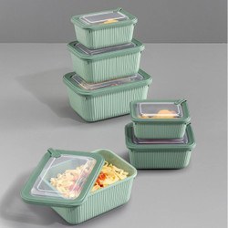 Resim 6'lı Vip Dikdörtgen Mikrodalga Ve Difrize Uygun Saklama Kabı Seti Yeşil 2x(1750,1050,600 Ml) 