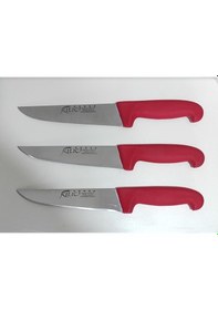 Resim Şef Bıçağı - Bursa 3'lü Set Kırmızı 