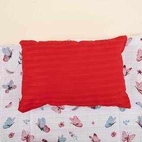 Resim Alt Açma Matı ve Yastık - Çift Taraflı - Kırmızı Saten - Kelebek 