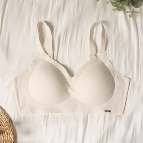 Resim 1 Adet Kadınlar İçin Harf Baskılı Dikişsiz Push-Up Sütyen, Yüksek Destekli Tel Yok Rahatlık, %80 Naylon/%20 Elastan Karışımı, Şık Dikişsiz Tasarım Günlük Kıyafetler İçin 