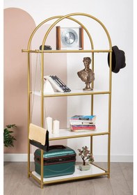 Resim Hestia Gold Metal 4 Katlı Kitaplık Gold 