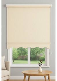 Resim Ithal Kalın Kumaş Krem Güneşlik Stor Perde Etek Dilimli Alüminyum Kasa Krem 10 x 100 