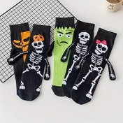 Resim Çiftler İçin Halloween Eşleşen Çoraplar - Ürkütücü İskelet Elleri ve Jack-O'-Lantern Yüzü Orta Boy Unisex Çoraplar, Erkek & Kadın için Komik Kostüm Parti Aksesuarları Kemik Desenli (Elde Yıkanabilir) - Eğlenceli Tasarım, Yumuşak Kumaş, Festivaller İçin Mükemmel Hediye 