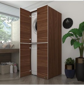 Resim Kenzlife Çamaşır-Bulaşık Makinesi Dolabı Kapaklı Roksana Cvz 180*70*60 Banyo Çift Katlı Arkalıksız Çok Renkli 