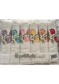 Resim Özdilek Lupine 6'lı Çantalı Nakışlı Havlu Model7 Beyaz 