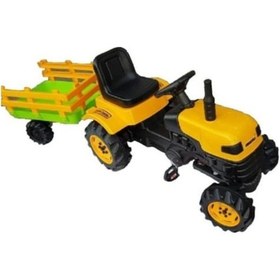 Resim Pedallı Traktör Römorklu Sarı 
