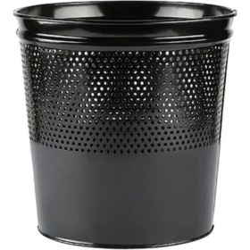 Resim Şık Siyah Ofis Tipi Delikli Boyalı Çöp Kovası 5'li Set 