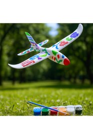 Resim OULABİMİR Boyanabilir EPP Köpük Uçak – Eğlenceli ve Dayanıklı El İle Fırlatılan Beyaz Oyuncak + Boya Seti 