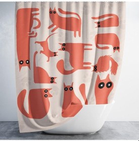 Resim Banyo Perdesi 1x180x200 Tek Kanat Duş Perdesi Halka Hediyeli Duşakabin Perdesi Ruscus Çok Renkli 