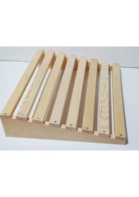 Resim Masa Altı Ayaklık Ayak Yükseltici Ayak Standı Doğal Ahşap Yakma Kahve 