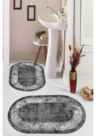 Resim Antrasit Kaymaz Taban Oval Banyo Paspas Takım Bb-117 çok renkli 