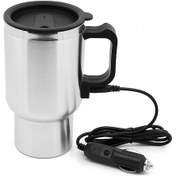 Resim Xiyyadms 12v Araçlı Elektrikli Isıtıcı Bardağı 450ml - Paslanmaz Çelik, Vakum Isı Saklama, Kayganlık Engelleme Kollü, Sigorta Kapaklı 