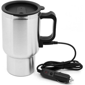 Resim Xiyyadms 12v Araçlı Elektrikli Isıtıcı Bardağı 450ml - Paslanmaz Çelik, Vakum Isı Saklama, Kayganlık Engelleme Kollü, Sigorta Kapaklı 