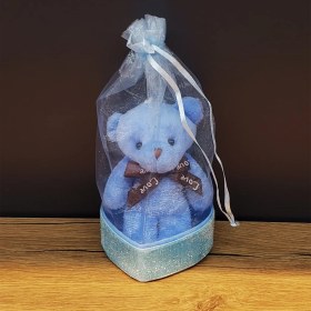 Resim Mavi Hediyelik Kese Içinde Ayıcık 