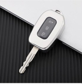Resim Beyaz 2 Düğme Tpu Araba Uzaktan Anahtar Fob Kapak Kılıf Renault Uyumlu Kwid Trafik Sembolü Dacia Sandero Logan Duster 2016 2017 2018 Kabuk 