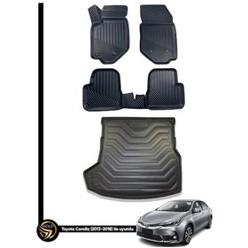 Resim Toyota Corolla Uyumlu 2013-2018 3d Havuzlu Oto Paspas Bagaj Havuzu Seti 