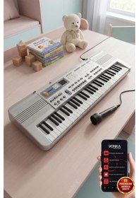Resim Nr-610 Çocuklar İçin 61 Tuş Usb Mp3 Pilli Mikrofonlu Org 3-12 Yaş 