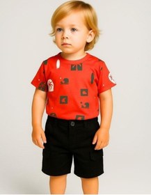 Resim Jack Lions Erkek Bebek Pamuklu Desenli T-shirt-15626 Turuncu 