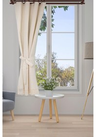 Resim Dantelli Perde Krem 