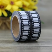 Resim Vintage Film Şeridi Tasarımlı Washi Bant, Dekoratif Kendinden Yapışkanlı Kağıt Etiketler, DIY Scrapbooking, Günlükler, El Sanatları Projeleri için Yeniden Kullanılabilir | Karışık Renkli Yuvarlak Şekil, Plastik Yüzey Uyumlu, 14+ Yaş Grubu - 1 adet (1,5 cm Genişlik x 100 cm Uzunluk) 