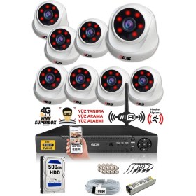 Resim Ids 8 Kameralı 5mp Sony Lensli 1080P Fullhd Güvenlik Kamerası Sistemi - Cepten Izle - 500 Iç 