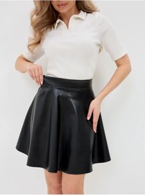 Resim Bosson Kısa Deri Güneş Etek 481813543 Siyah 