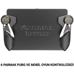 Resim Coofbe Tüm Tabletler İçin Profesyonel 6 Parmak Tetik Seti Tablet Oyun Kolu Apple Uyumlu iPad, Tablet Mobile Joystick 