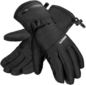 Resim KEMIMOTO Kayak eldiveni, erkek, kadın, su geçirmez, 3 dokunmatik ekran, ayarlanabilir tokalı, kayak, yürüyüş, bisiklet sürme, köpek gezdirme, avcılık için spor eldiveni 